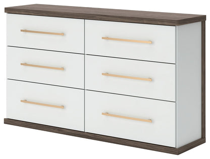 Kendanport - 3 Pc. - Dresser And 2 Nightstands - Brown / White