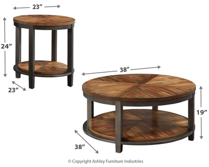 Roybeck - Occasional Table Set (Set of 3) - Light Brown / Bronze