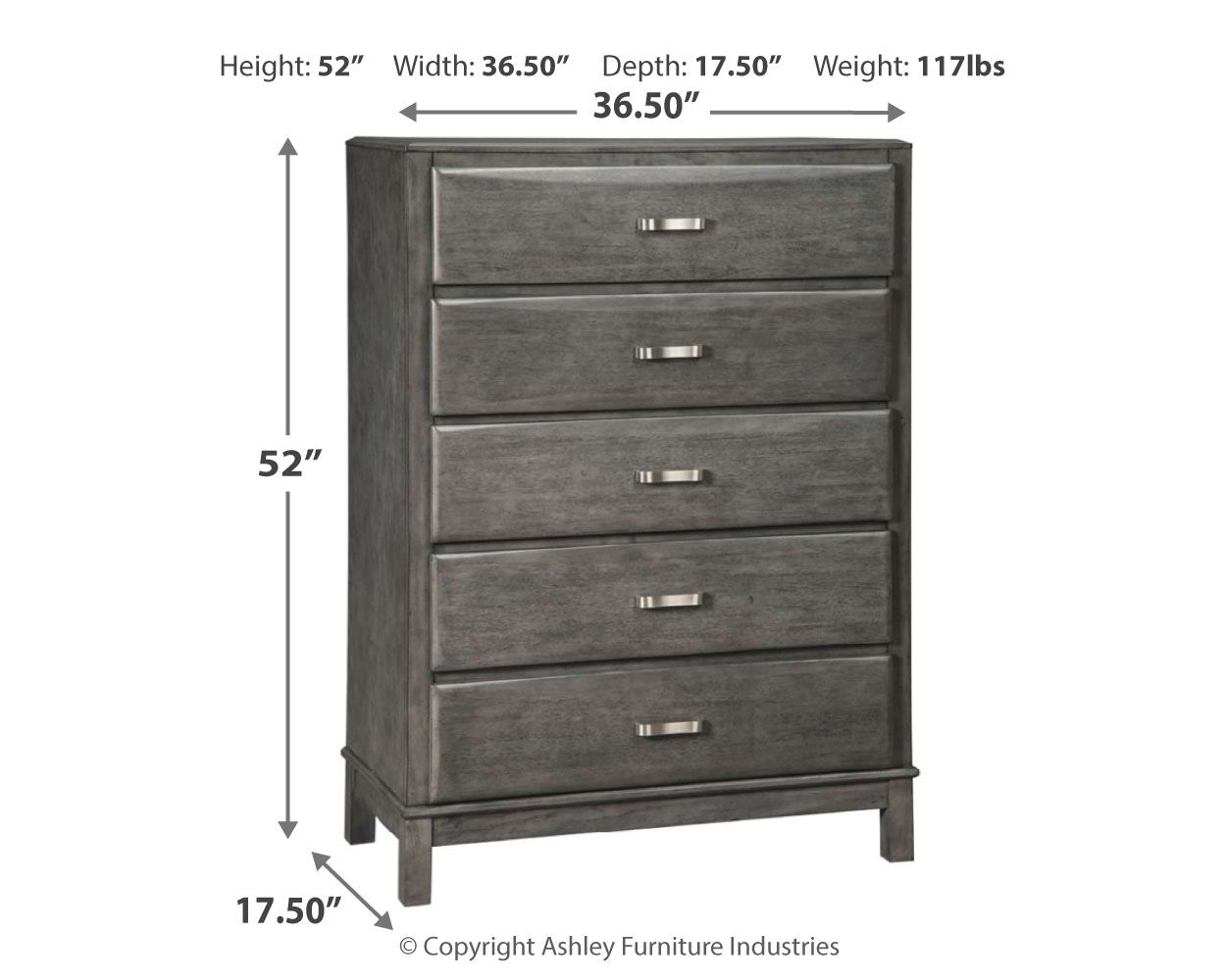 Caitbrook - Five Drawer Chest - Gray