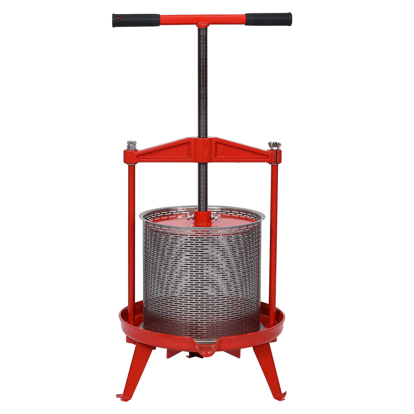 Fruit And Wine Press With T-Shaped Hand Shank, 3.69 Gallon / 14L - Red