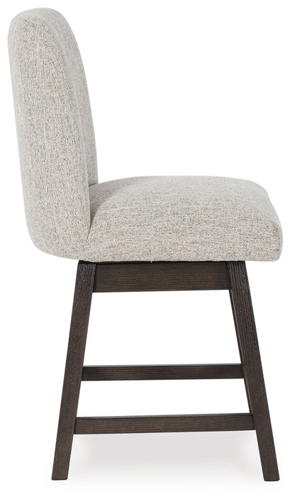 Burkhaus - Upholstered Swivel Barstool (Set of 2) - Beige / Dark Brown