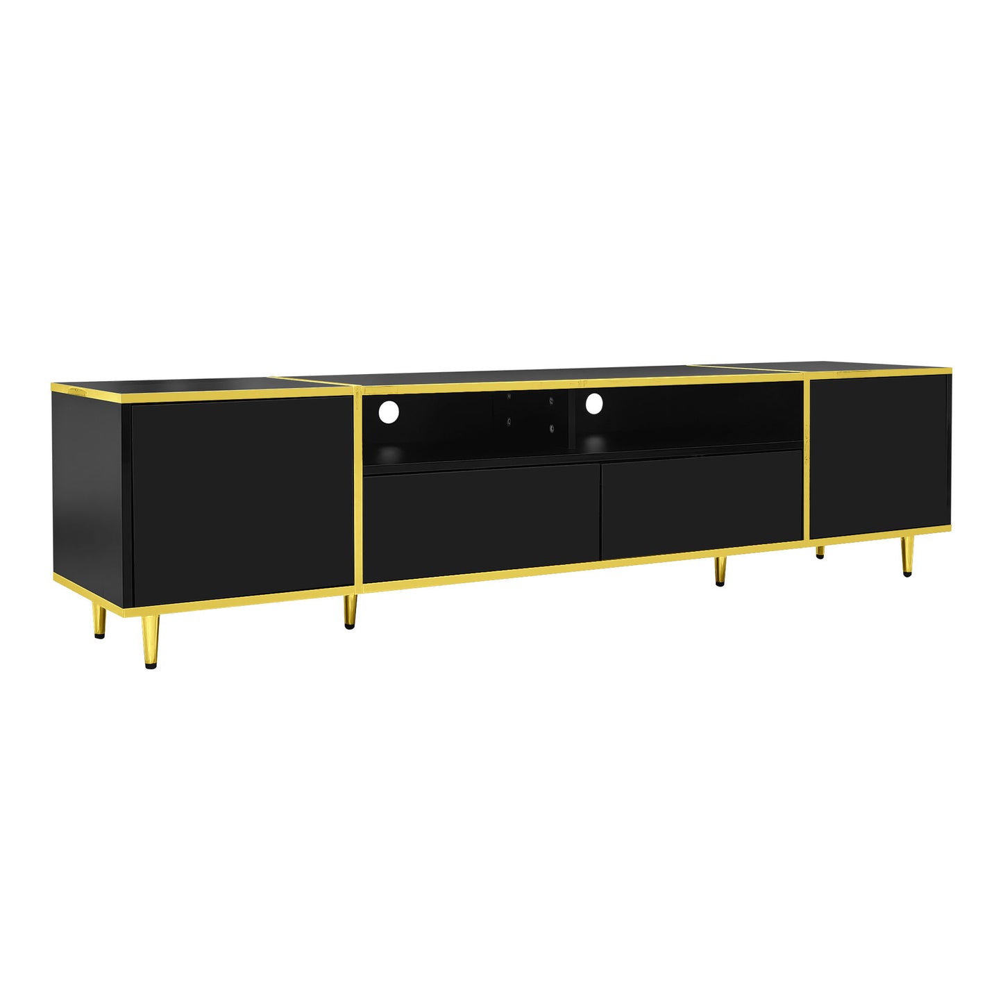 TV Stand For TVs Up To 80", Entertainment Center With 2 Shelves And LED Lights