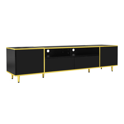 TV Stand For TVs Up To 80", Entertainment Center With 2 Shelves And LED Lights
