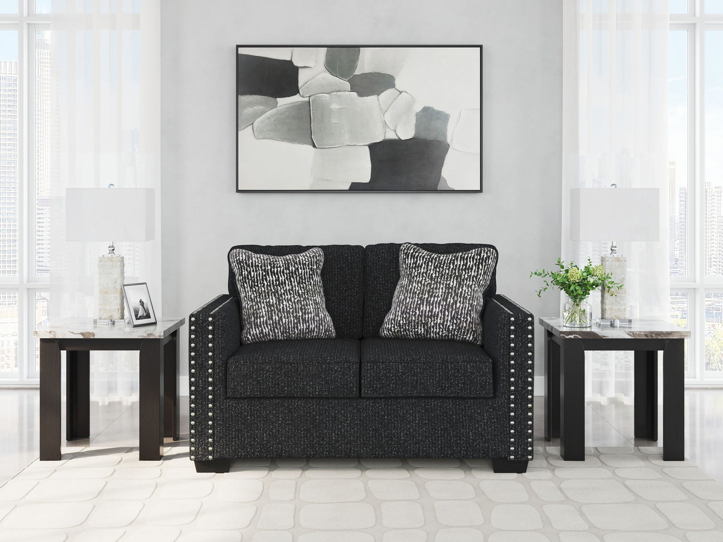 Jasmine Peaks - Loveseat - Coal