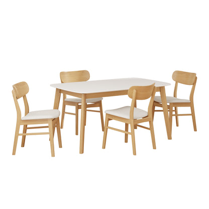 5 Piece Dining Set With Table And Upholstered Chairs