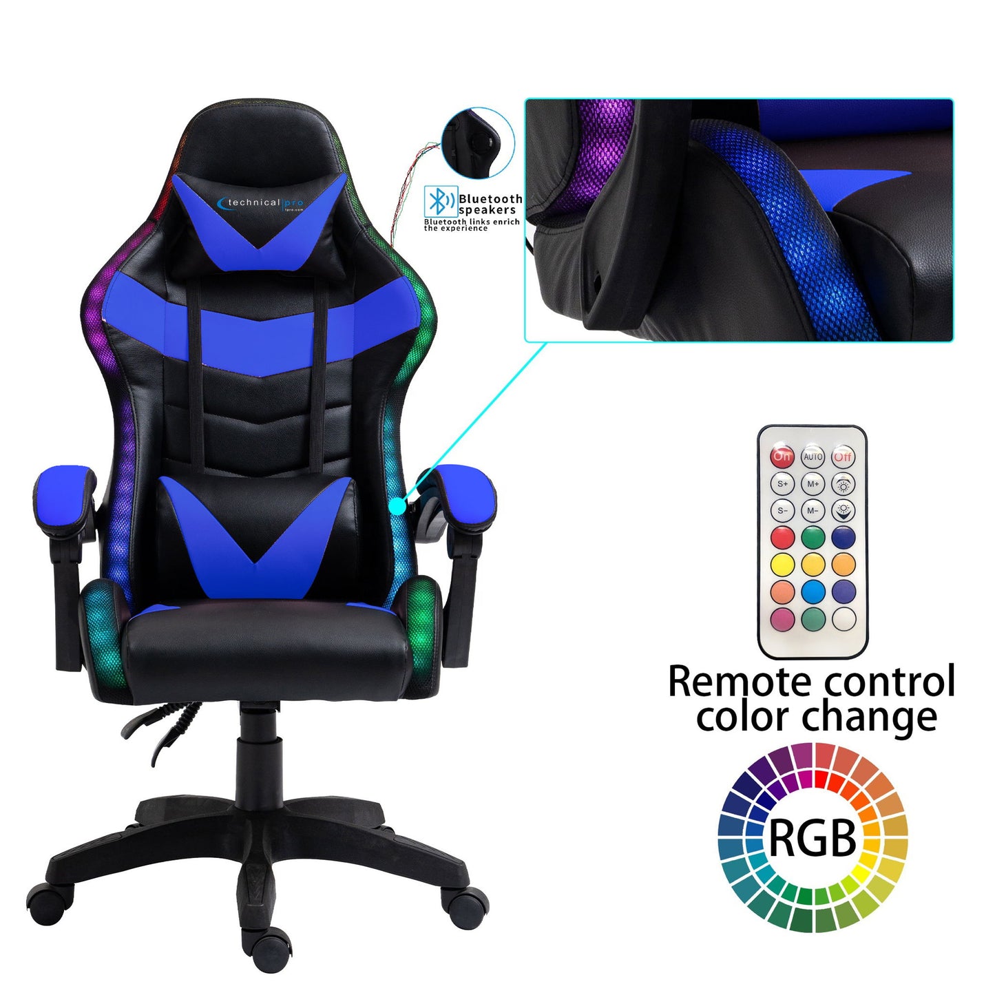 Gaming Bluetooth Chair - Blue & Black