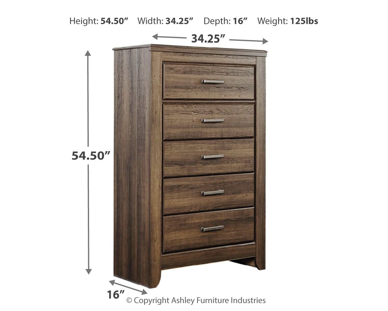 Juararo - Five Drawer Chest - Dark Brown
