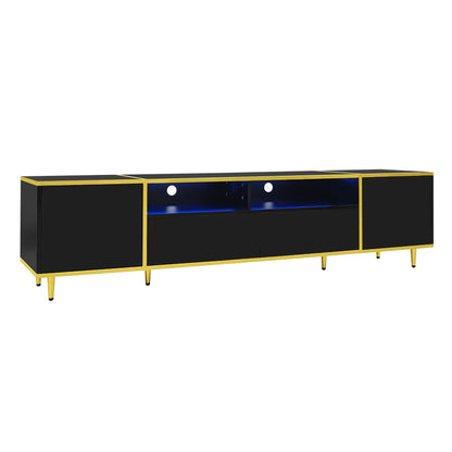 TV Stand For TVs Up To 80", Entertainment Center With 2 Shelves And LED Lights