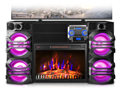 10,000 Watt Fireplace TV Stand - Black