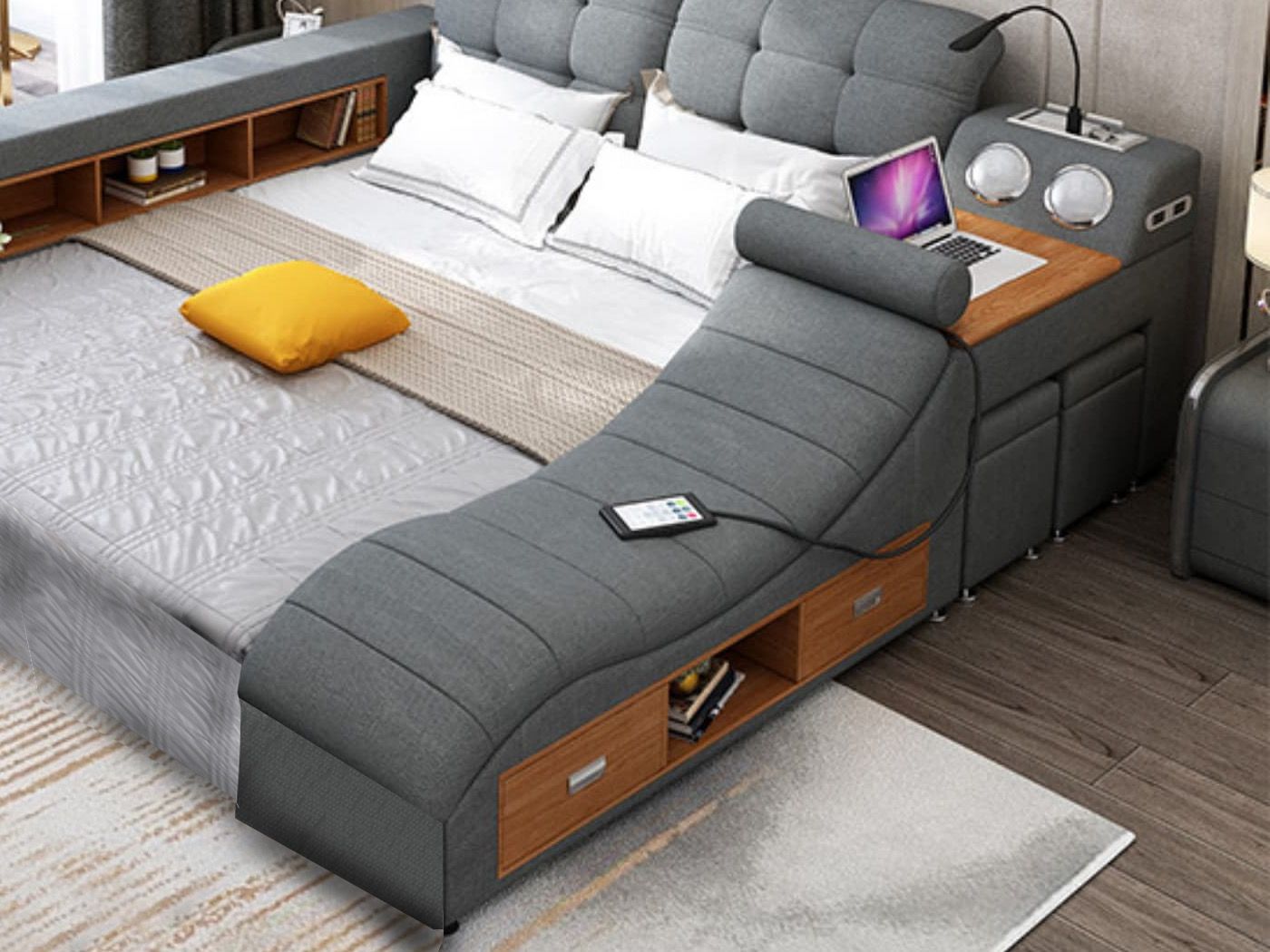 Lounge Bed Console - Dark Gray