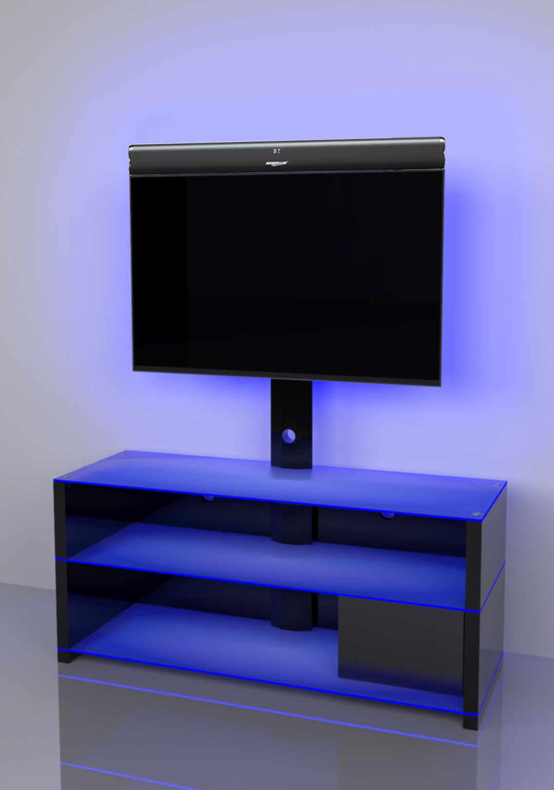 Glass TV Stand For 65" TV - Blue