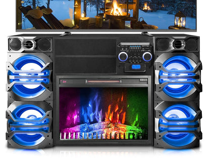 10,000 Watt Fireplace TV Stand - Black