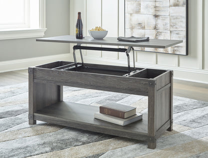 Freedan - Rect Lift Top Cocktail Table - Grayish Brown