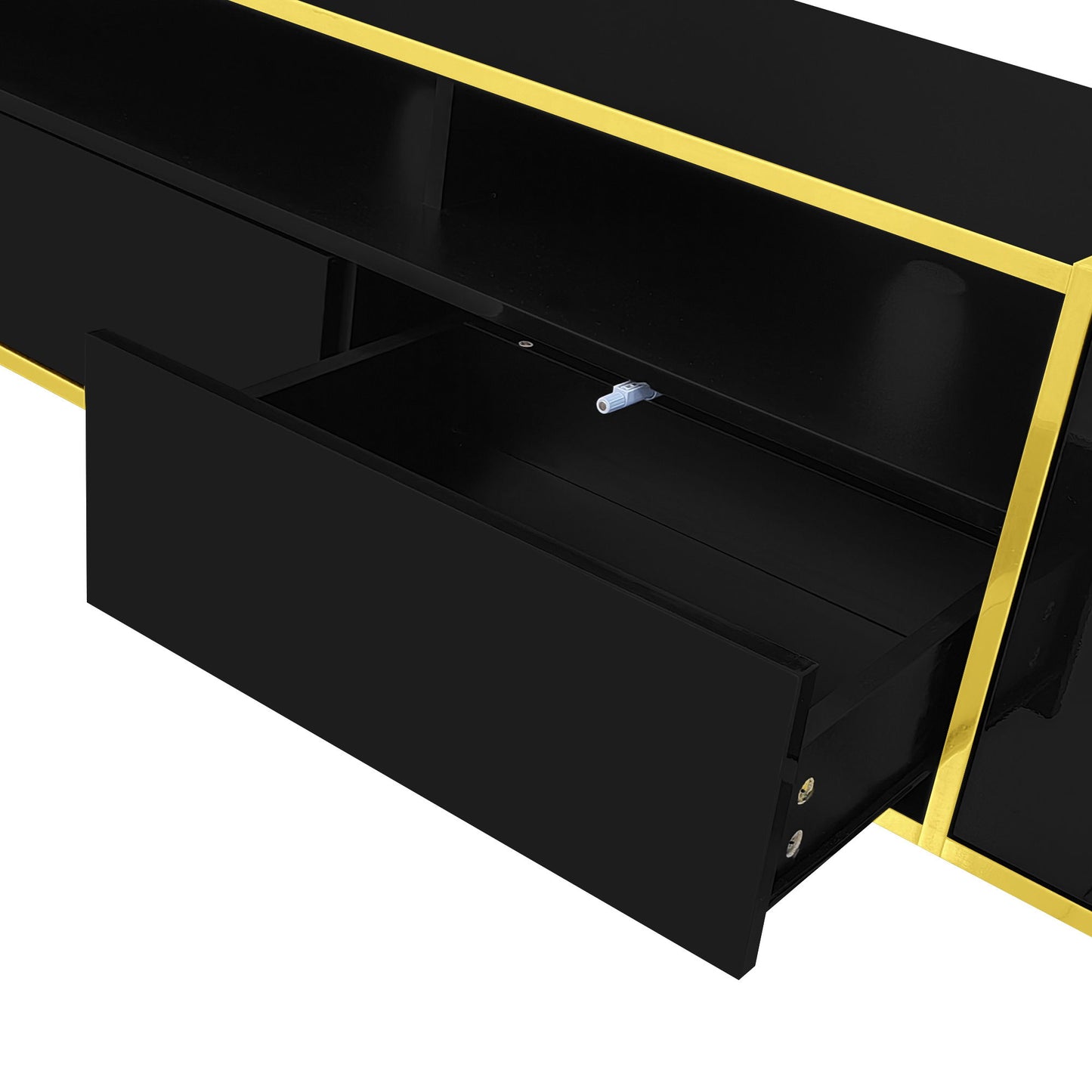 TV Stand For TVs Up To 80", Entertainment Center With 2 Shelves And LED Lights