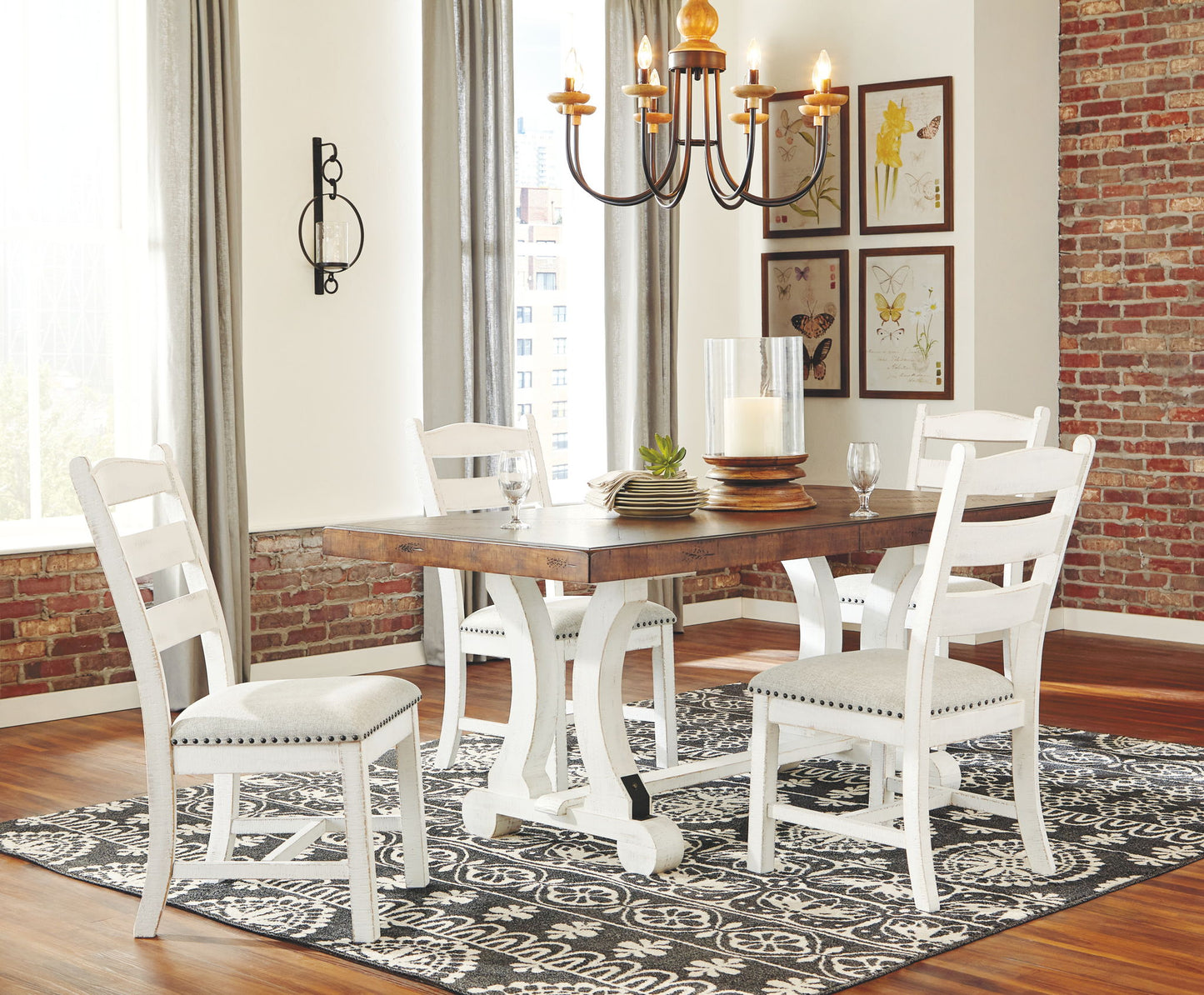Valebeck - Rectangular Dining Room Table - White / Brown