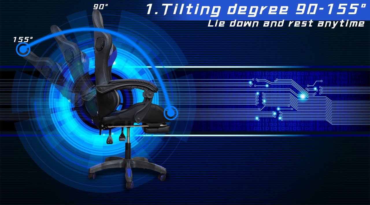 Gaming Bluetooth Chair - Blue & Black