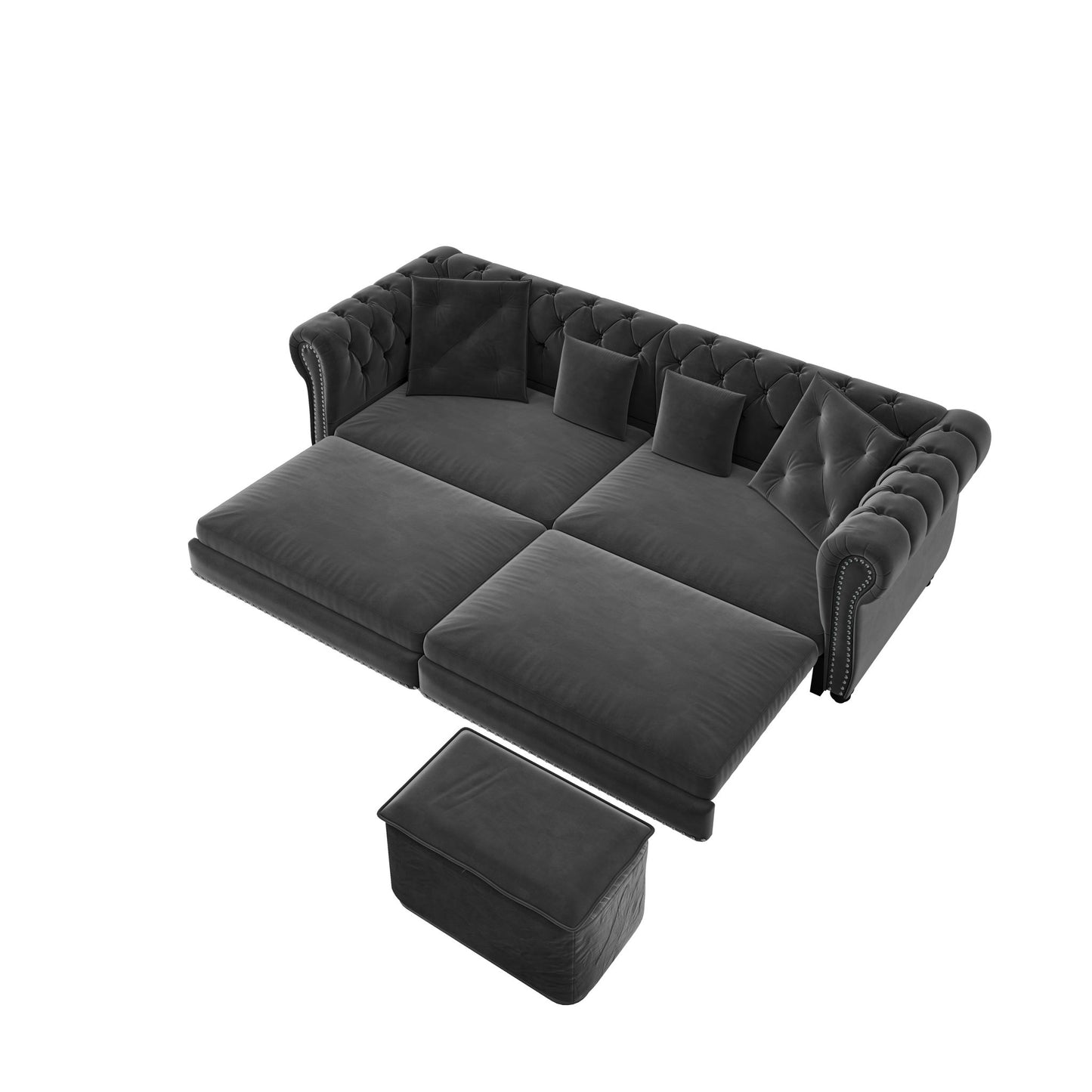 3 In 1 Convertible Sleeper Sofa Bed With Movable Ottoman