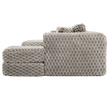 Modular Sectional Sofa, Boneless Couch With 2 Movable Ottomans