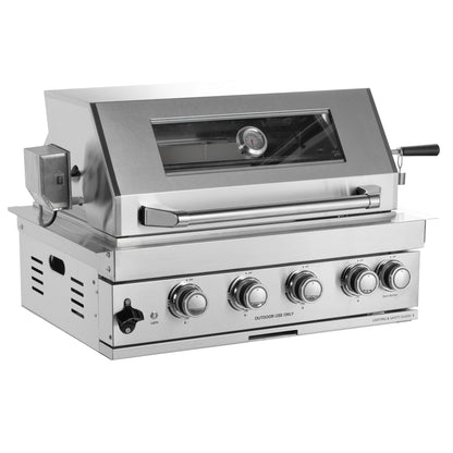 Built-In Outdoor Kitchen LPG Gas Grill 60000 Btu, Drop-In Ice Box With BBQ Tool Set - Silver