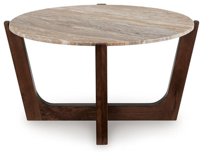 Tanidore - Round Cocktail Table - Warm Brown