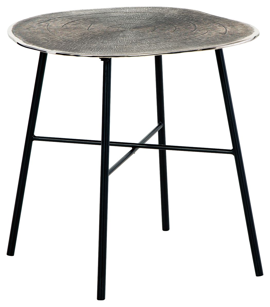 Laverford - Round End Table - Chrome / Black