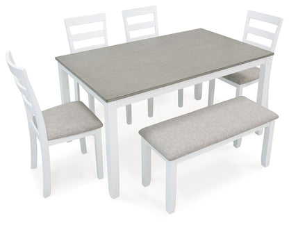 Stonehollow - Rectangular Drm Table Set (Set of 6) - White / Gray