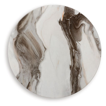 Jazmore - Round End Table - Brown / Brass Finish