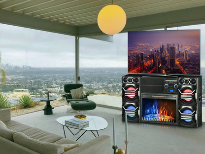 10,000 Watt Fireplace TV Stand - Black